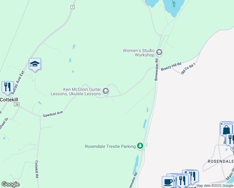 map of restaurants, bars, coffee shops, grocery stores, and more near 414 Circle Avenue in Kingston