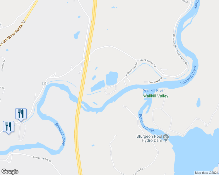 map of restaurants, bars, coffee shops, grocery stores, and more near 59 Webster Lock Road in Rosendale