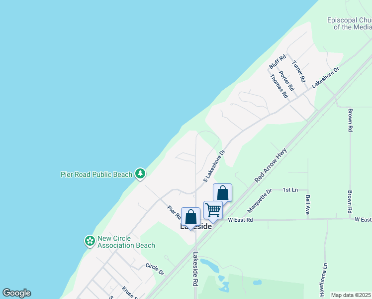 map of restaurants, bars, coffee shops, grocery stores, and more near in Lakeside