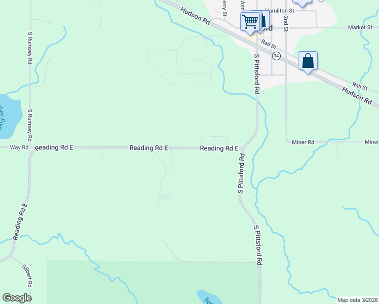 map of restaurants, bars, coffee shops, grocery stores, and more near 8675 Reading Road East in Pittsford