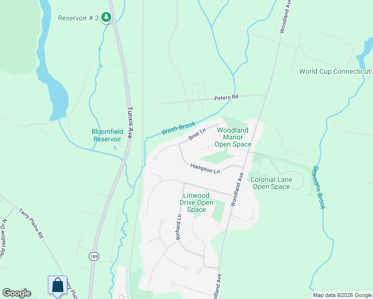 map of restaurants, bars, coffee shops, grocery stores, and more near 21 Briar Lane in Bloomfield