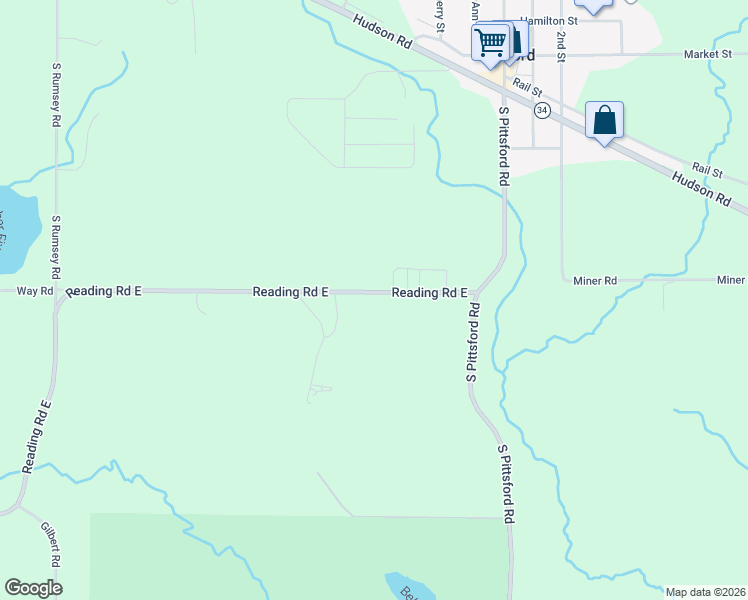 map of restaurants, bars, coffee shops, grocery stores, and more near 8675 Reading Road East in Pittsford