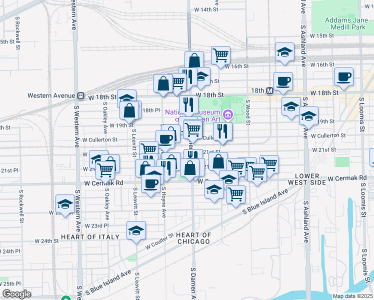 map of restaurants, bars, coffee shops, grocery stores, and more near in Chicago