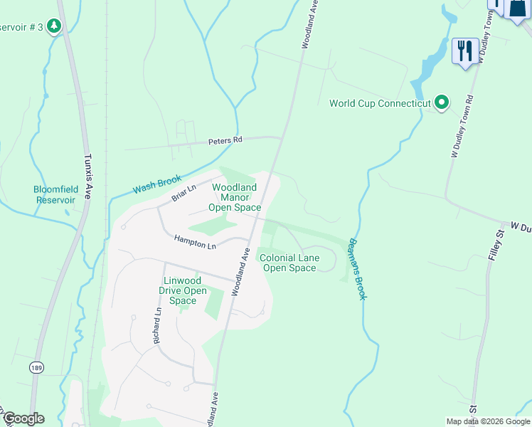 map of restaurants, bars, coffee shops, grocery stores, and more near 1 Font Hill Park in Bloomfield