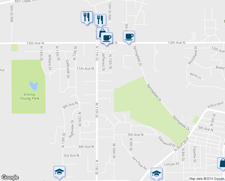 map of restaurants, bars, coffee shops, grocery stores, and more near 1000 9th Avenue North in Clinton