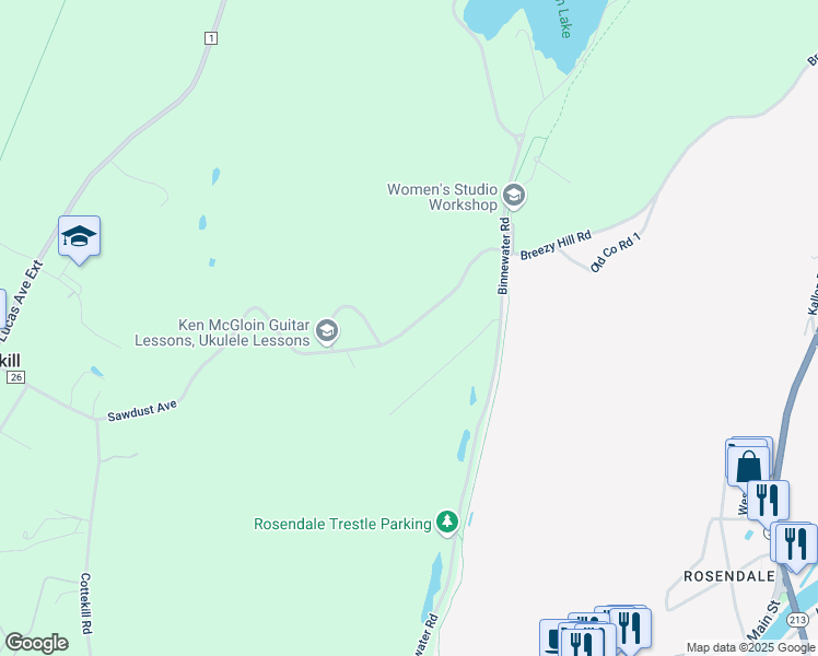 map of restaurants, bars, coffee shops, grocery stores, and more near 64 Sawdust Avenue in Kingston