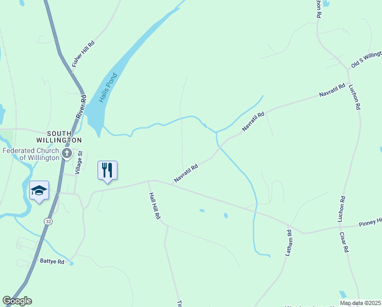 map of restaurants, bars, coffee shops, grocery stores, and more near 82 Navratil Road in Willington
