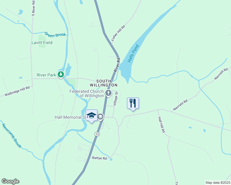 map of restaurants, bars, coffee shops, grocery stores, and more near 10C Village Street in Willington