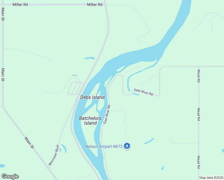 map of restaurants, bars, coffee shops, grocery stores, and more near 14629 East River Road in Buchanan