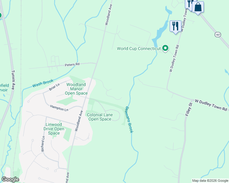 map of restaurants, bars, coffee shops, grocery stores, and more near 627 Brighton Park Way in Bloomfield