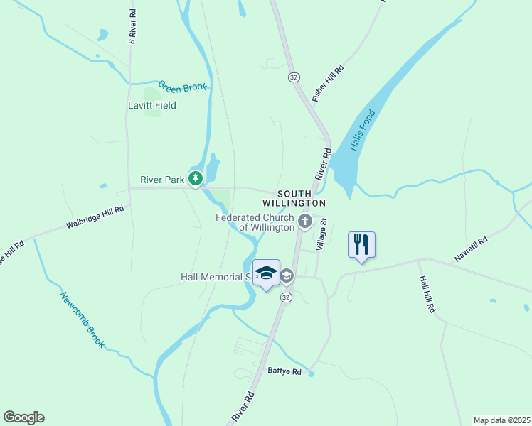 map of restaurants, bars, coffee shops, grocery stores, and more near 11 Depot Road in Willington