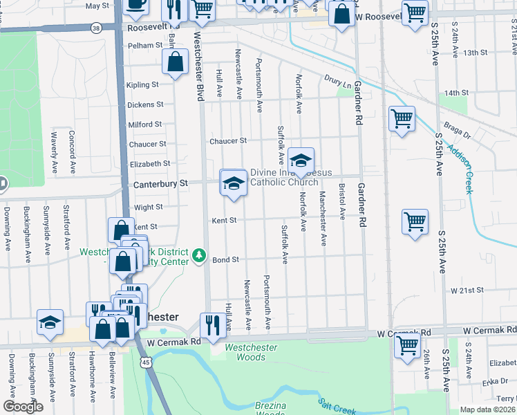 map of restaurants, bars, coffee shops, grocery stores, and more near 1657 Newcastle Avenue in Westchester