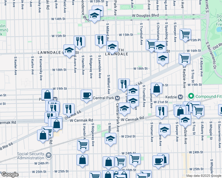 map of restaurants, bars, coffee shops, grocery stores, and more near in Chicago