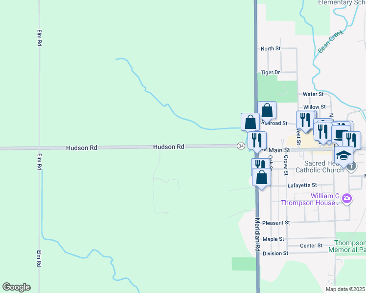 map of restaurants, bars, coffee shops, grocery stores, and more near 14680 Hudson Rd in Hudson