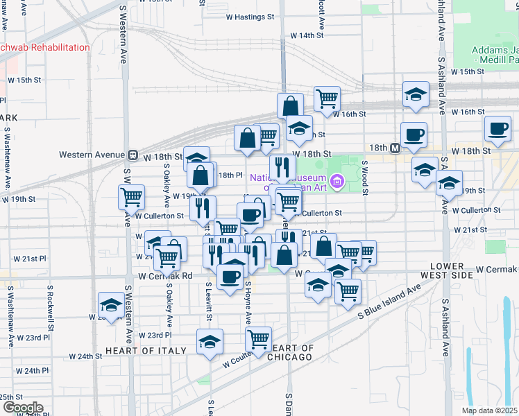 map of restaurants, bars, coffee shops, grocery stores, and more near in Chicago
