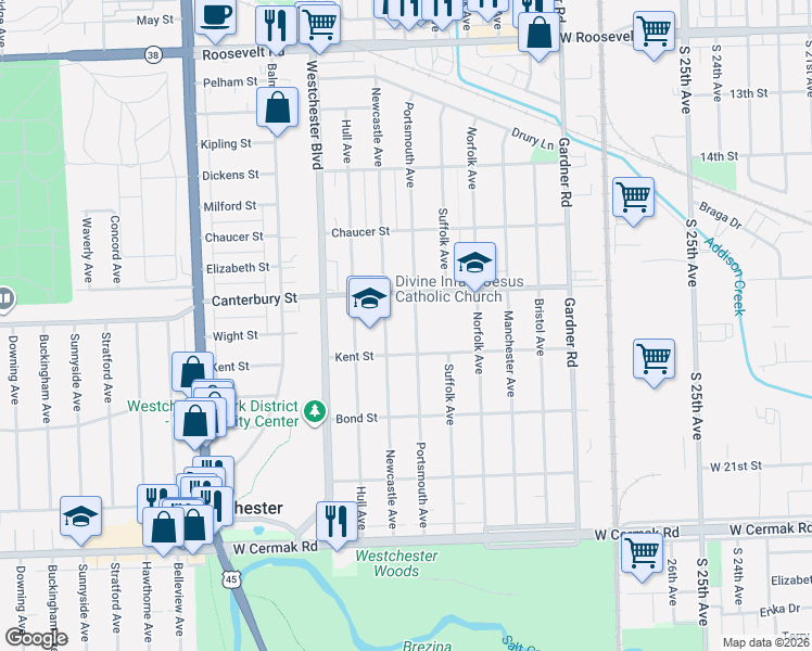 map of restaurants, bars, coffee shops, grocery stores, and more near 1657 Newcastle Avenue in Westchester