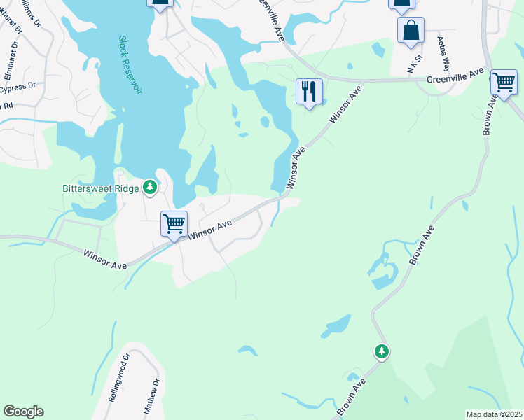 map of restaurants, bars, coffee shops, grocery stores, and more near 2 Meadowbrook Drive in Johnston