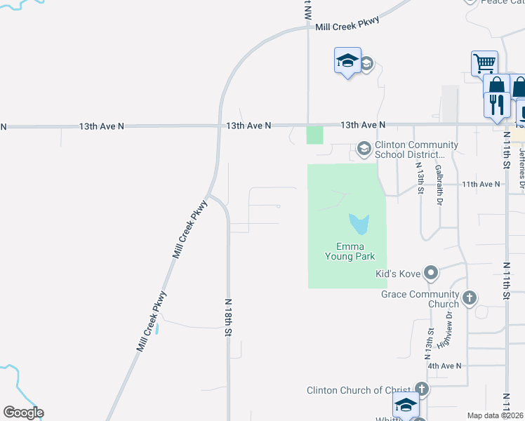 map of restaurants, bars, coffee shops, grocery stores, and more near 1701-1799 Connor Court in Clinton