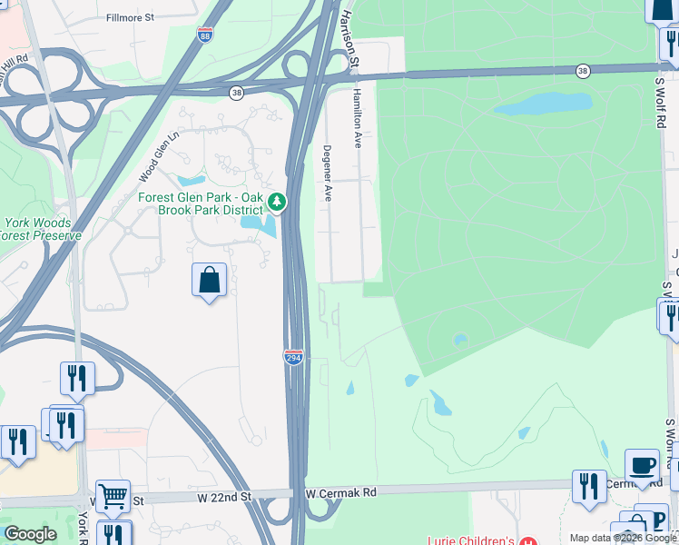 map of restaurants, bars, coffee shops, grocery stores, and more near 1330 Hamilton Avenue in Elmhurst