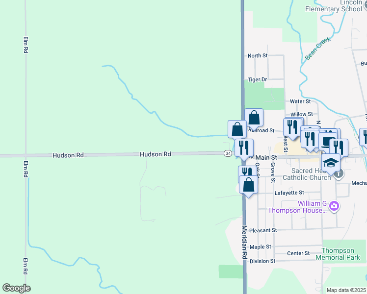 map of restaurants, bars, coffee shops, grocery stores, and more near 14680 Hudson Road in Hudson