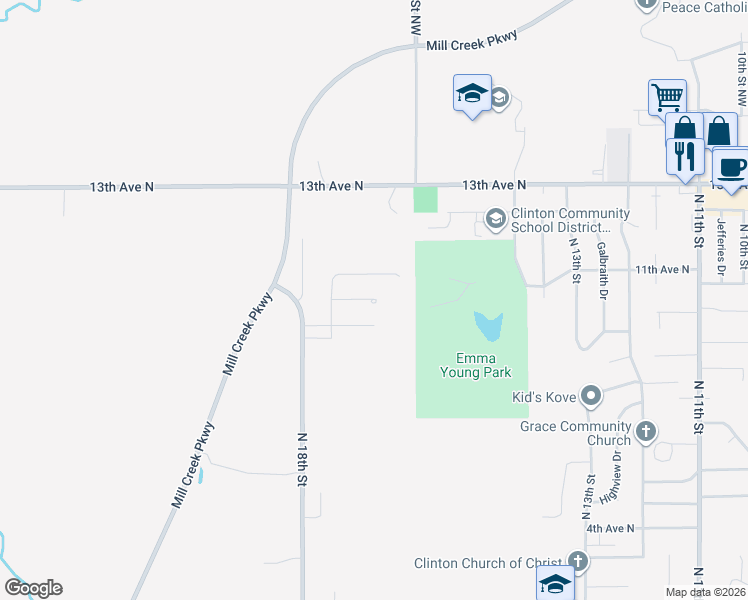 map of restaurants, bars, coffee shops, grocery stores, and more near 1799 Connor Court in Clinton