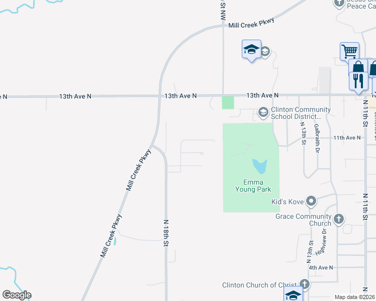 map of restaurants, bars, coffee shops, grocery stores, and more near 1701-1799 Connor Court in Clinton