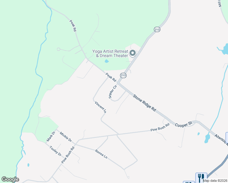 map of restaurants, bars, coffee shops, grocery stores, and more near 13 Snyder Circle in Stone Ridge