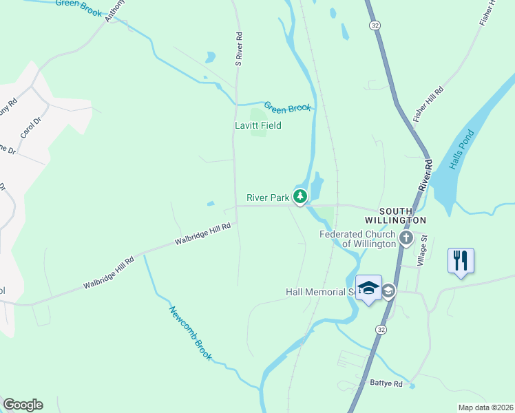 map of restaurants, bars, coffee shops, grocery stores, and more near 433 S River Rd in Tolland