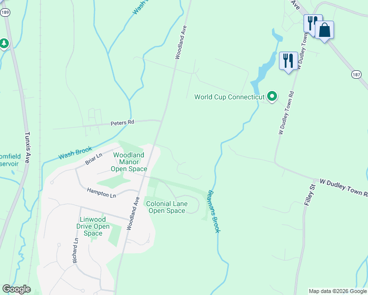 map of restaurants, bars, coffee shops, grocery stores, and more near Brighton Park Way in Bloomfield