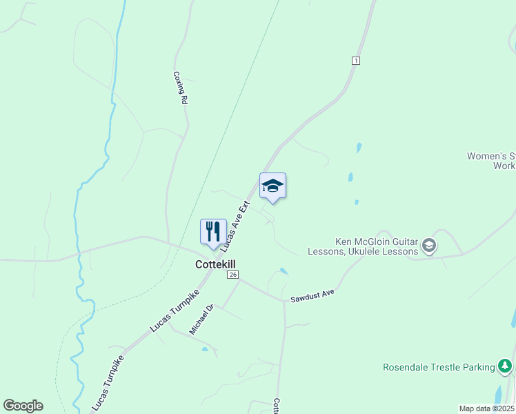 map of restaurants, bars, coffee shops, grocery stores, and more near in Cottekill