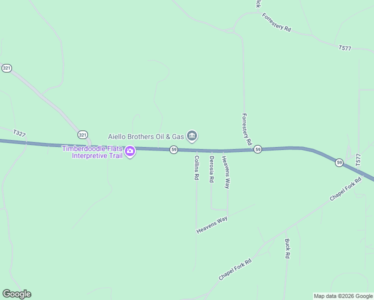 map of restaurants, bars, coffee shops, grocery stores, and more near Highway 59 in Lewis Run