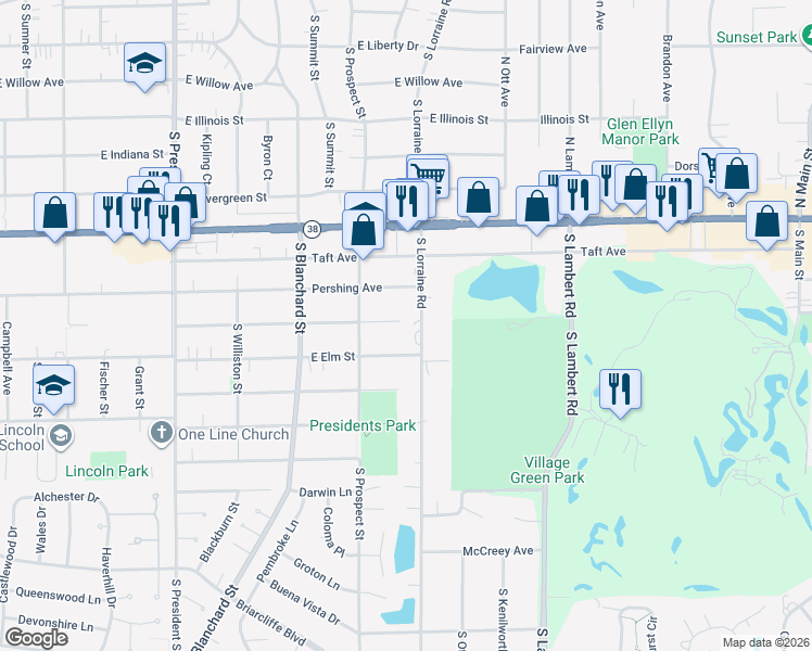 map of restaurants, bars, coffee shops, grocery stores, and more near 1702 Wilson Avenue in Wheaton