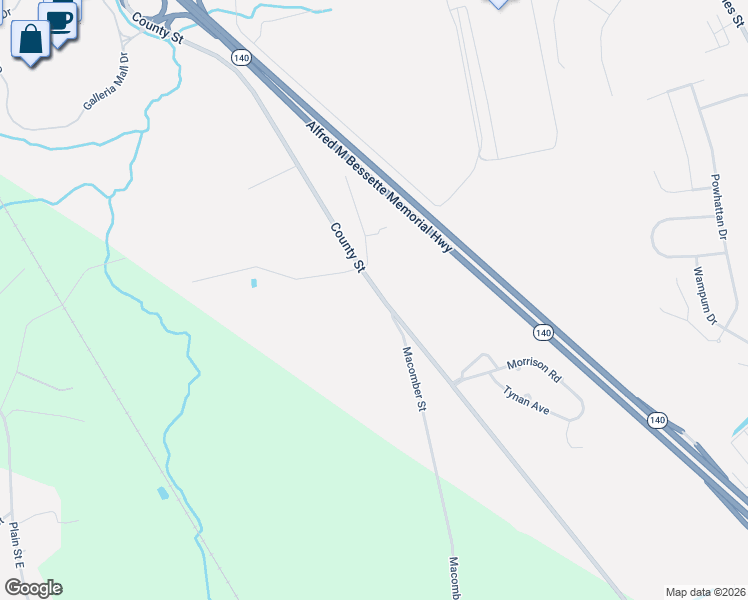 map of restaurants, bars, coffee shops, grocery stores, and more near 1969 County Street in Taunton