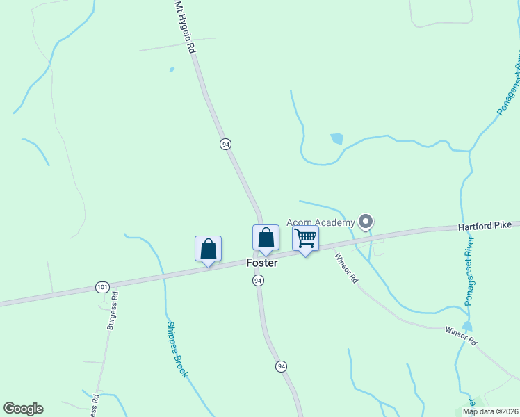 map of restaurants, bars, coffee shops, grocery stores, and more near 1216 Reynolds Road in Glocester