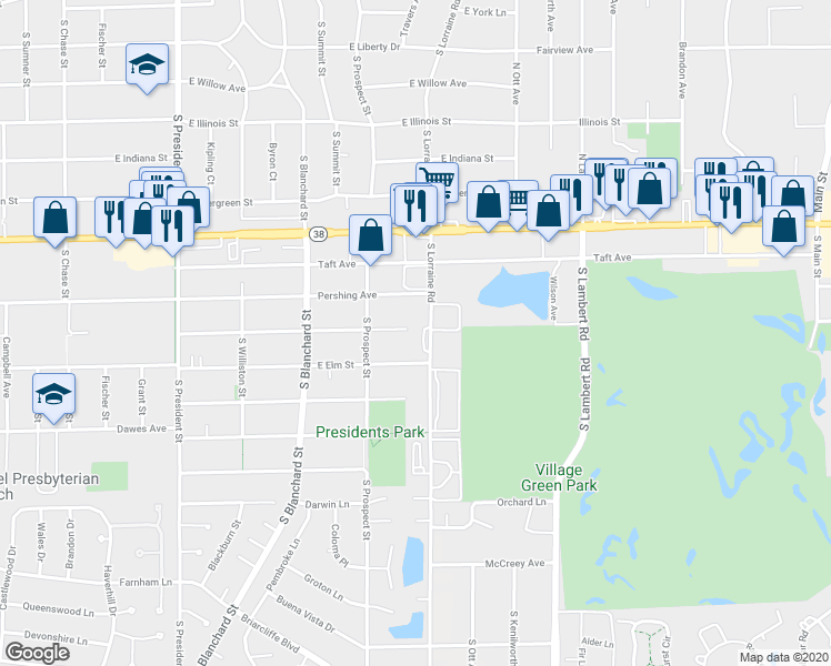 map of restaurants, bars, coffee shops, grocery stores, and more near 1702 Wilson Avenue in Wheaton
