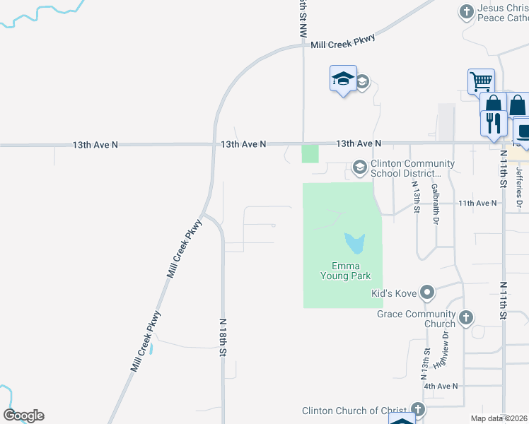 map of restaurants, bars, coffee shops, grocery stores, and more near 1701-1799 Connor Court in Clinton
