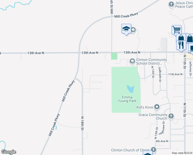 map of restaurants, bars, coffee shops, grocery stores, and more near 1701-1799 Connor Court in Clinton