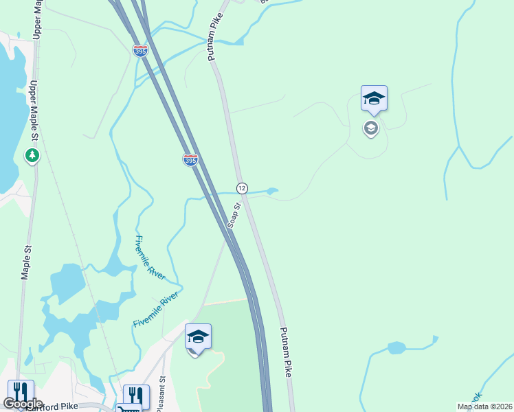 map of restaurants, bars, coffee shops, grocery stores, and more near 220 Putnam Pike in Killingly
