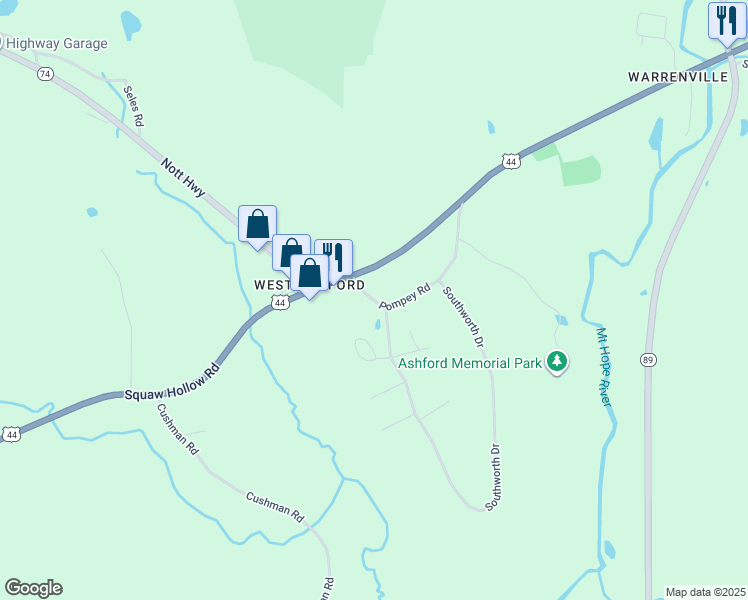 map of restaurants, bars, coffee shops, grocery stores, and more near 20 Pompey Road in Ashford