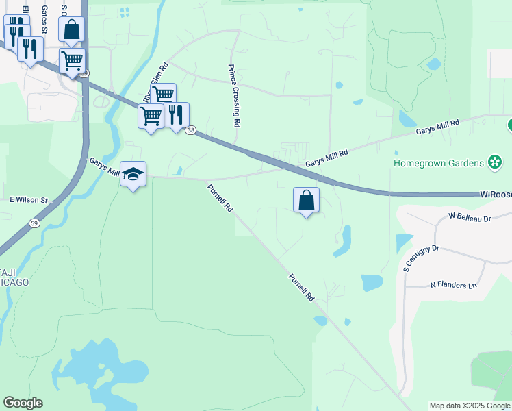 map of restaurants, bars, coffee shops, grocery stores, and more near 28W700 Purnell Road in West Chicago