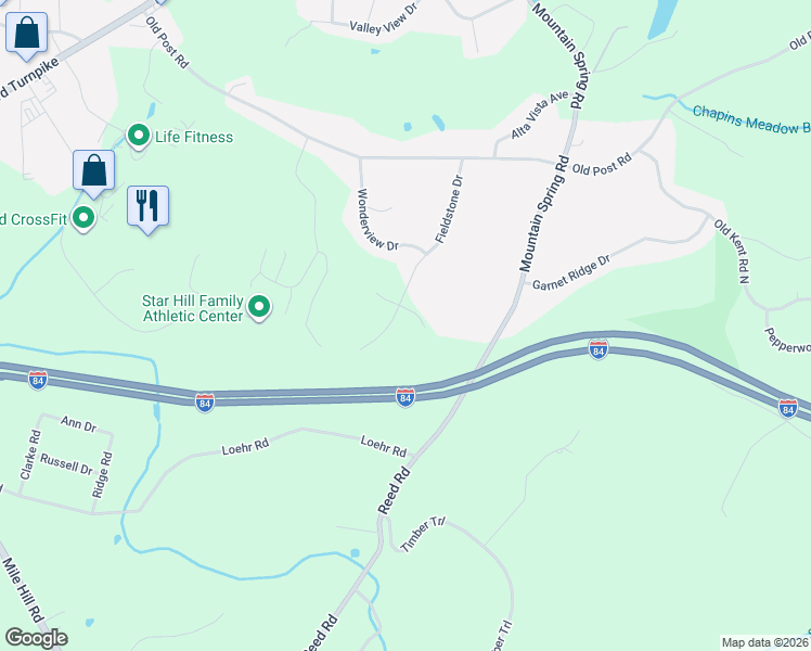 map of restaurants, bars, coffee shops, grocery stores, and more near 6 Mountain Side in Tolland
