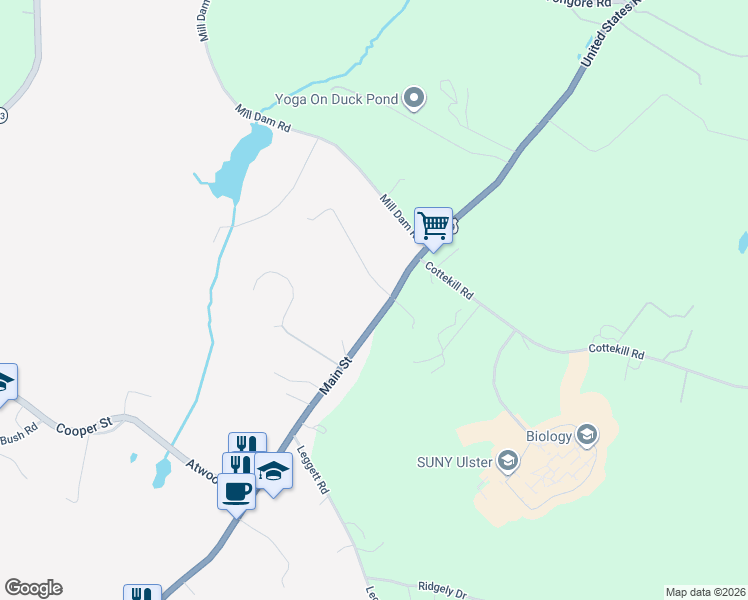 map of restaurants, bars, coffee shops, grocery stores, and more near 3438 Main Street in Stone Ridge