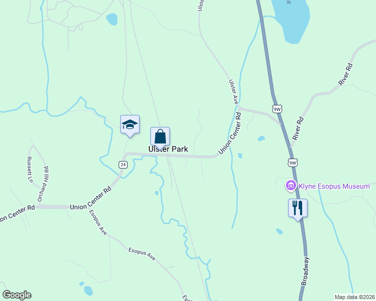 map of restaurants, bars, coffee shops, grocery stores, and more near 370 Union Center Road in Ulster Park