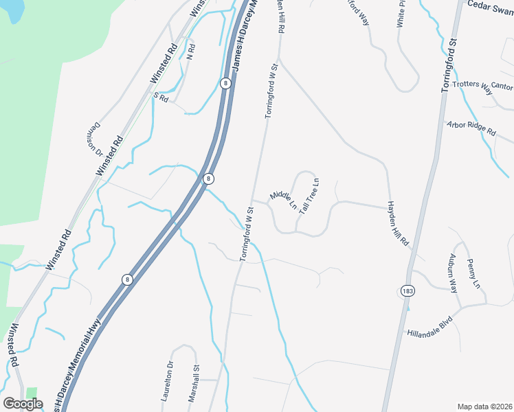map of restaurants, bars, coffee shops, grocery stores, and more near 14 Upper Valley Road in Torrington