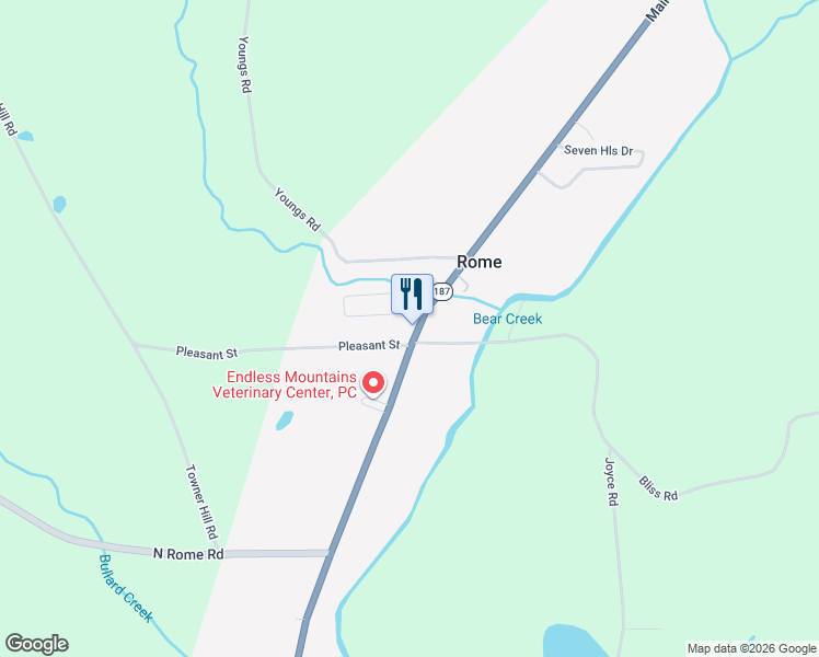 map of restaurants, bars, coffee shops, grocery stores, and more near 837 Main Street in Rome