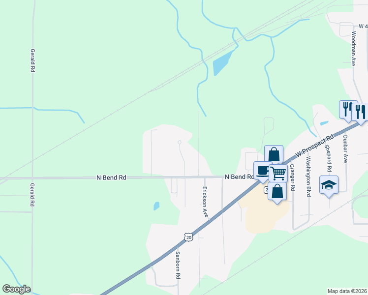 map of restaurants, bars, coffee shops, grocery stores, and more near 5376 Savannah Drive in Ashtabula