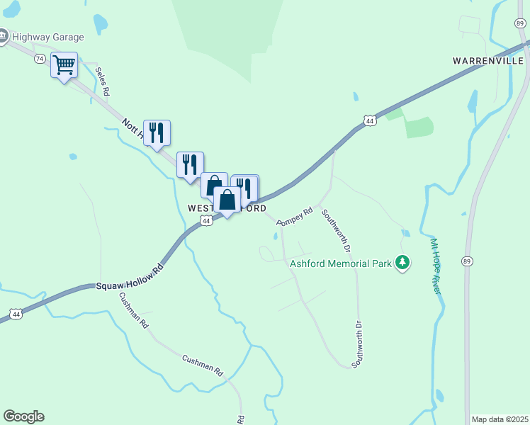 map of restaurants, bars, coffee shops, grocery stores, and more near 20 Pompey Road in Ashford
