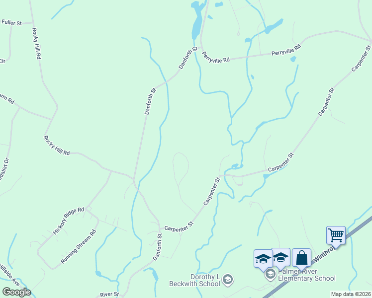 map of restaurants, bars, coffee shops, grocery stores, and more near 36 Woodland Way in Rehoboth