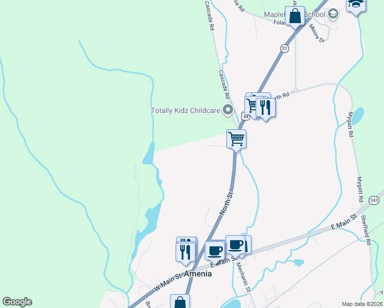 map of restaurants, bars, coffee shops, grocery stores, and more near 5063 New York 22 in Amenia