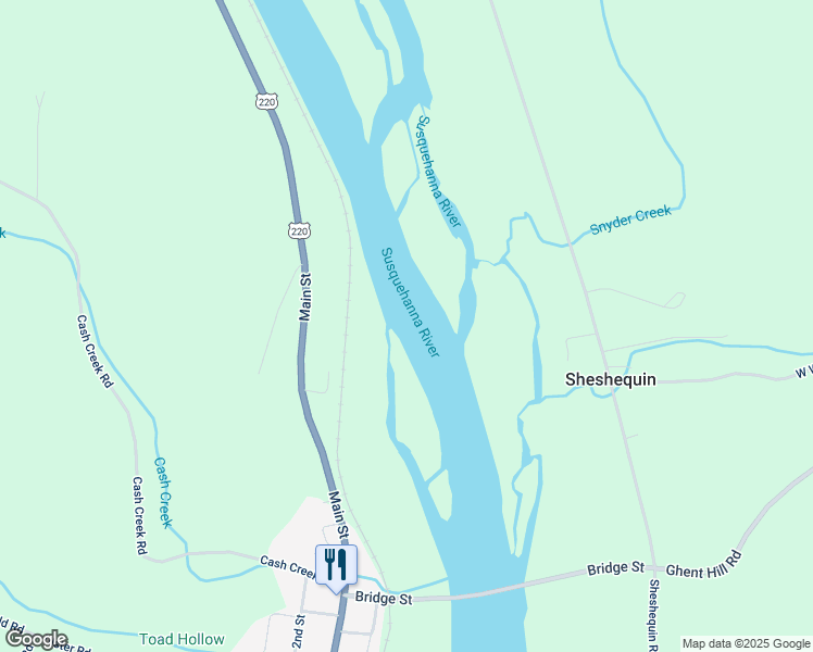 map of restaurants, bars, coffee shops, grocery stores, and more near in Sheshequin